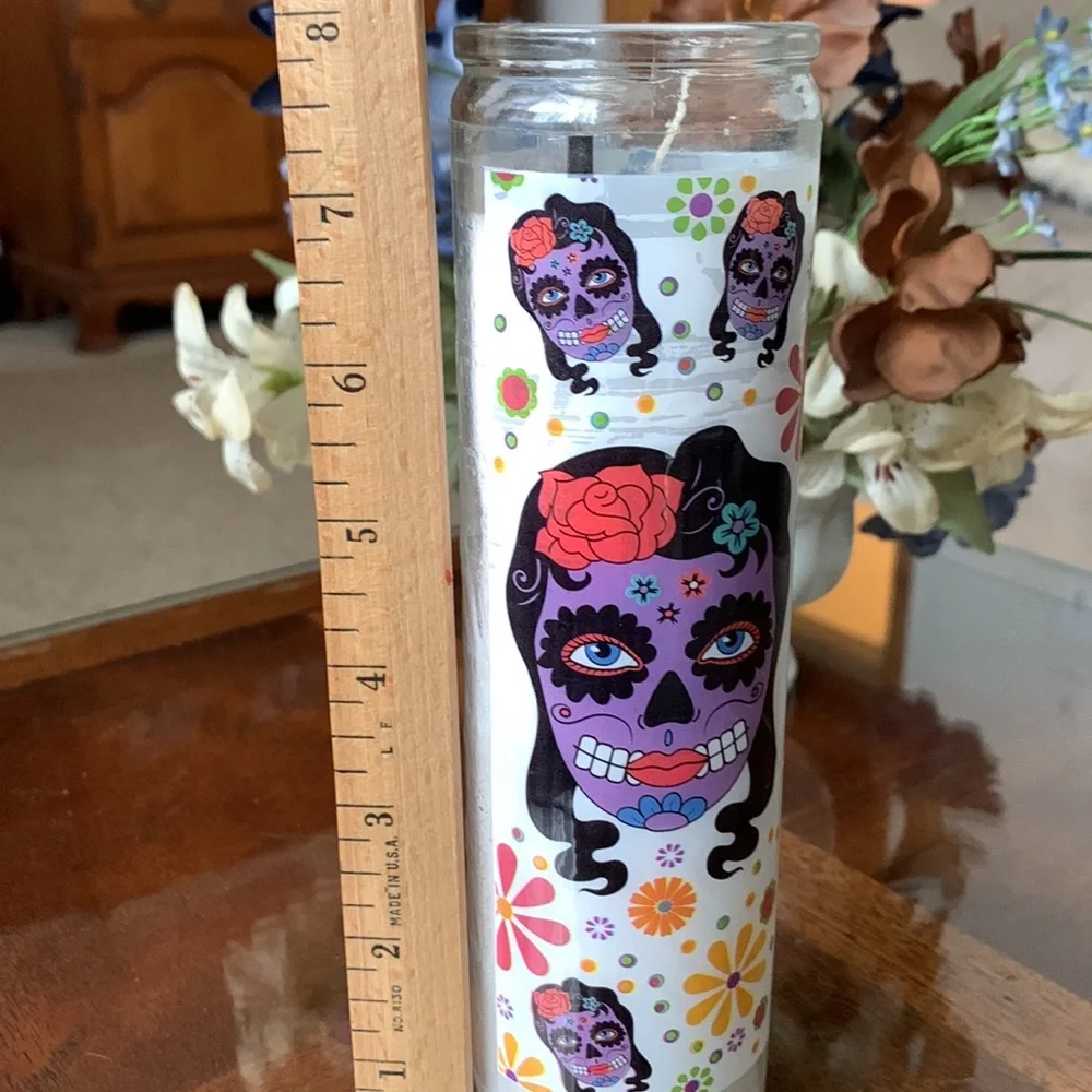 Dia de Muertos Candle 8” Day of The Dead Holiday Mystic Sugar Skull Halloween 🆕